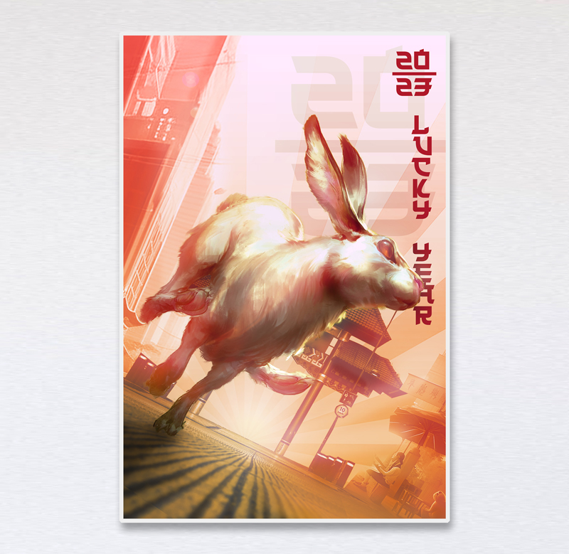 poster año del conejo, calendario chino